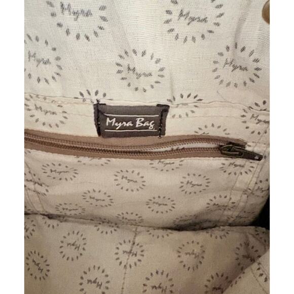 Myra Bag Southwest Tote Cowhide Canvas Leather Purse Aztec Shoulder Bag - Picture 5 of 7